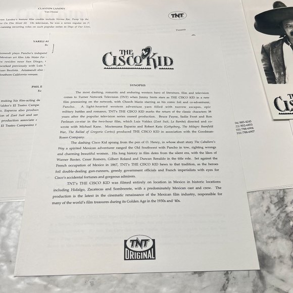 TNT Movie Press Kit Cisco Kid 1994 Cheech Marin Jimmy Smits Ron Perlman - Picture 5 of 10